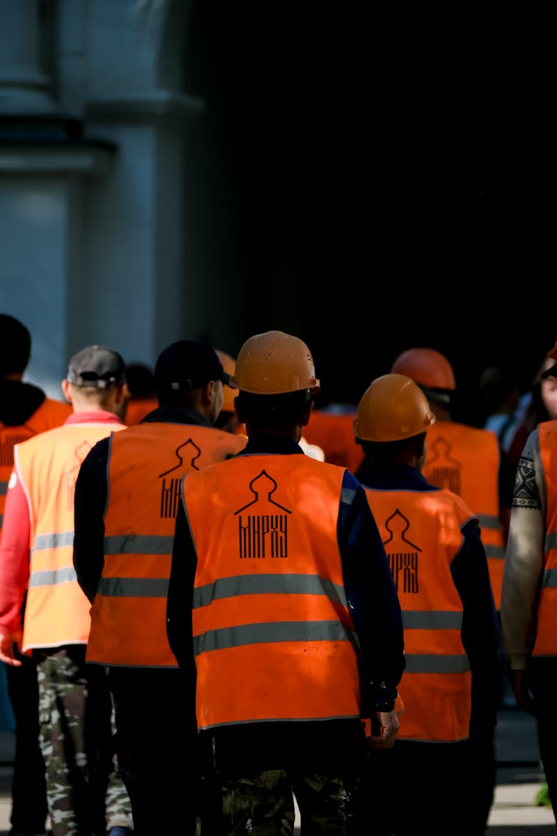 workers walking through